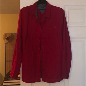 Dark red button down